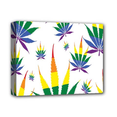 Marijuana Cannabis Rainbow Love Green Yellow Red White Leaf Deluxe Canvas 14  X 11 