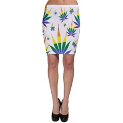 Marijuana Cannabis Rainbow Love Green Yellow Red White Leaf Bodycon Skirt