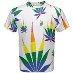 Marijuana Cannabis Rainbow Love Green Yellow Red White Leaf Men s Cotton Tee by Mariart