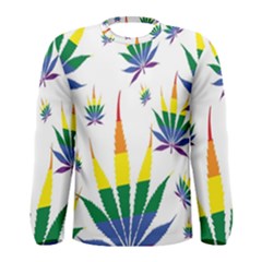 Marijuana Cannabis Rainbow Love Green Yellow Red White Leaf Men s Long Sleeve Tee