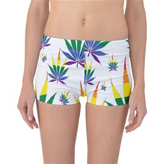 Marijuana Cannabis Rainbow Love Green Yellow Red White Leaf Reversible Boyleg Bikini Bottoms