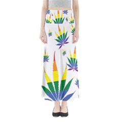 Marijuana Cannabis Rainbow Love Green Yellow Red White Leaf Full Length Maxi Skirt