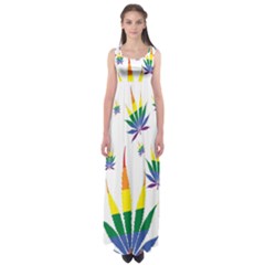 Marijuana Cannabis Rainbow Love Green Yellow Red White Leaf Empire Waist Maxi Dress