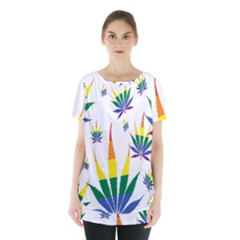 Marijuana Cannabis Rainbow Love Green Yellow Red White Leaf Skirt Hem Sports Top by Mariart