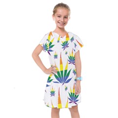 Marijuana Cannabis Rainbow Love Green Yellow Red White Leaf Kids  Drop Waist Dress