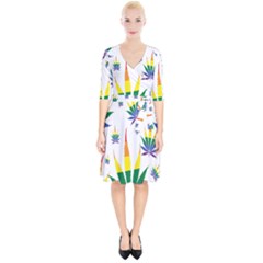 Marijuana Cannabis Rainbow Love Green Yellow Red White Leaf Wrap Up Cocktail Dress by Mariart