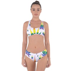 Marijuana Cannabis Rainbow Love Green Yellow Red White Leaf Criss Cross Bikini Set