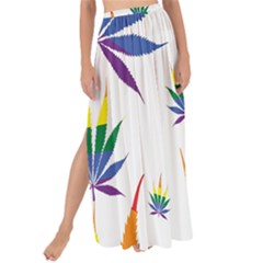 Marijuana Cannabis Rainbow Love Green Yellow Red White Leaf Maxi Chiffon Tie-up Sarong