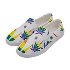 Marijuana Cannabis Rainbow Love Green Yellow Red White Leaf Women s Canvas Slip Ons by Mariart