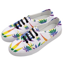 Marijuana Cannabis Rainbow Love Green Yellow Red White Leaf Women s Classic Low Top Sneakers by Mariart