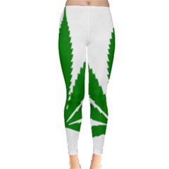 Marijuana Weed Drugs Neon Cannabis Green Leaf Sign Leggings  by Mariart