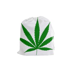 Marijuana Weed Drugs Neon Cannabis Green Leaf Sign Drawstring Pouches (medium)  by Mariart