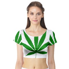 Marijuana Weed Drugs Neon Cannabis Green Leaf Sign Short Sleeve Crop Top by Mariart