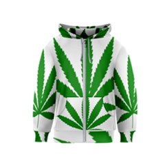 Marijuana Weed Drugs Neon Cannabis Green Leaf Sign Kids  Zipper Hoodie