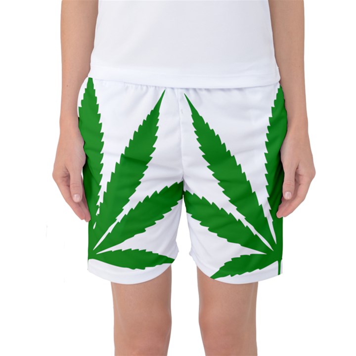 Marijuana Weed Drugs Neon Cannabis Green Leaf Sign Women s Basketball Shorts