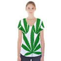 Marijuana Weed Drugs Neon Cannabis Green Leaf Sign Short Sleeve Front Detail Top View1