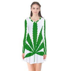 Marijuana Weed Drugs Neon Cannabis Green Leaf Sign Flare Dress by Mariart