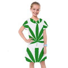 Marijuana Weed Drugs Neon Cannabis Green Leaf Sign Kids  Drop Waist Dress