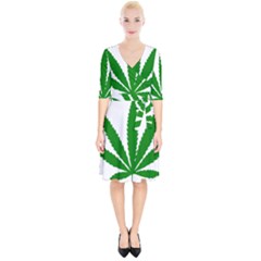 Marijuana Weed Drugs Neon Cannabis Green Leaf Sign Wrap Up Cocktail Dress by Mariart