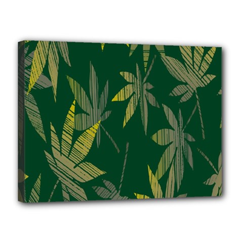 Marijuana Cannabis Rainbow Love Green Yellow Leaf Canvas 16  X 12 