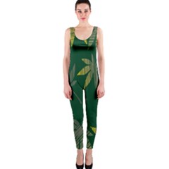 Marijuana Cannabis Rainbow Love Green Yellow Leaf Onepiece Catsuit by Mariart