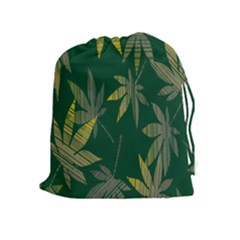 Marijuana Cannabis Rainbow Love Green Yellow Leaf Drawstring Pouches (extra Large)