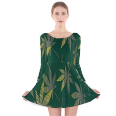 Marijuana Cannabis Rainbow Love Green Yellow Leaf Long Sleeve Velvet Skater Dress by Mariart