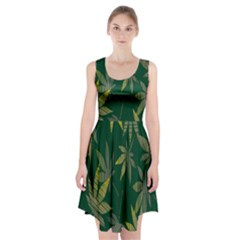 Marijuana Cannabis Rainbow Love Green Yellow Leaf Racerback Midi Dress