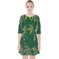 Marijuana Cannabis Rainbow Love Green Yellow Leaf Pocket Dress