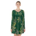 Marijuana Cannabis Rainbow Love Green Yellow Leaf Long Sleeve Velvet V-neck Dress View1