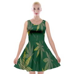 Marijuana Cannabis Rainbow Love Green Yellow Leaf Velvet Skater Dress by Mariart