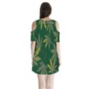 Marijuana Cannabis Rainbow Love Green Yellow Leaf Shoulder Cutout Velvet One Piece View2