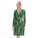 Marijuana Cannabis Rainbow Love Green Yellow Leaf Long Sleeve Velvet Front Wrap Dress View1