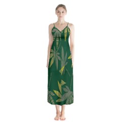 Marijuana Cannabis Rainbow Love Green Yellow Leaf Button Up Chiffon Maxi Dress by Mariart