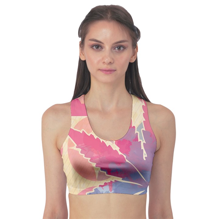 Marijuana Heart Cannabis Rainbow Pink Cloud Sports Bra