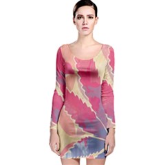 Marijuana Heart Cannabis Rainbow Pink Cloud Long Sleeve Bodycon Dress