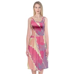 Marijuana Heart Cannabis Rainbow Pink Cloud Midi Sleeveless Dress by Mariart