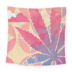 Marijuana Heart Cannabis Rainbow Pink Cloud Square Tapestry (large) by Mariart