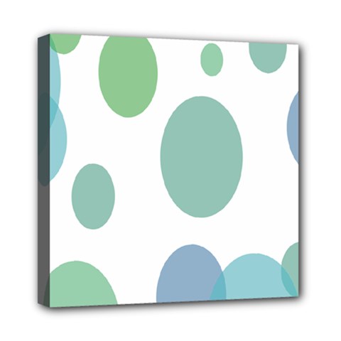 Polka Dots Blue Green White Mini Canvas 8  X 8 