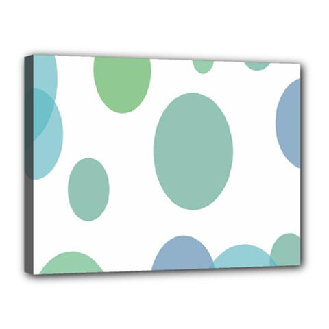 Polka Dots Blue Green White Canvas 16  X 12 