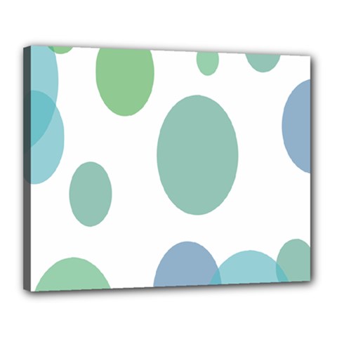 Polka Dots Blue Green White Canvas 20  X 16 