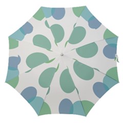 Polka Dots Blue Green White Straight Umbrellas by Mariart