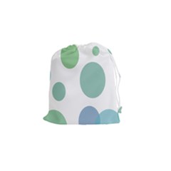 Polka Dots Blue Green White Drawstring Pouches (small)  by Mariart