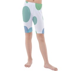 Polka Dots Blue Green White Kids  Mid Length Swim Shorts by Mariart