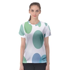 Polka Dots Blue Green White Women s Sport Mesh Tee