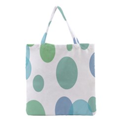 Polka Dots Blue Green White Grocery Tote Bag