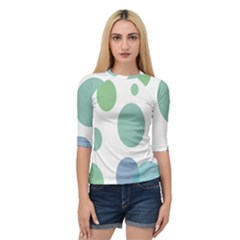 Polka Dots Blue Green White Quarter Sleeve Raglan Tee