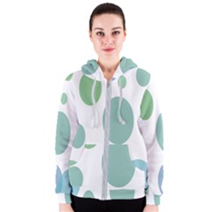 Polka Dots Blue Green White Women s Zipper Hoodie