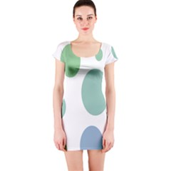 Polka Dots Blue Green White Short Sleeve Bodycon Dress by Mariart