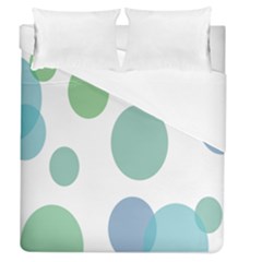 Polka Dots Blue Green White Duvet Cover (queen Size) by Mariart